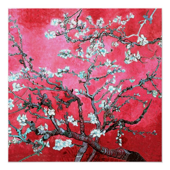 Van Gogh Almond Blossoms Rot Blau Poster (Vorderseite)