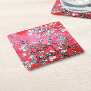 Van Gogh Almond Blossoms Rot Blau Rechteckiger Pappuntersetzer