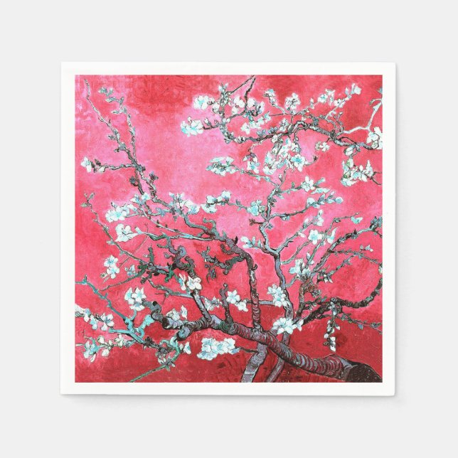 Van Gogh Almond Blossoms Rot Blau Serviette (Vorderseite)