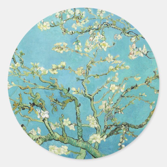 Van Gogh Almond Blossoms Runder Aufkleber (Vorderseite)