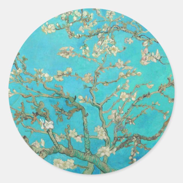 Van Gogh Almond Blossoms Runder Aufkleber (Vorderseite)