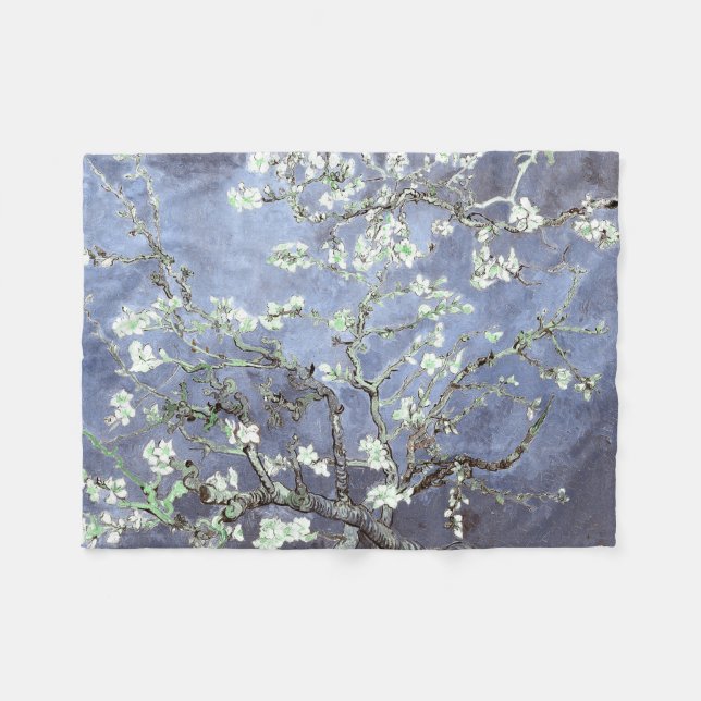 Van Gogh Almond Blossoms Steel Blue Fleecedecke (Vorderseite (Horizontal))
