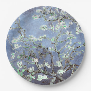 Van Gogh Almond Blossoms Steel Blue Pappteller