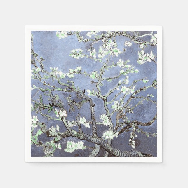 Van Gogh Almond Blossoms Steel Blue Serviette (Vorderseite)