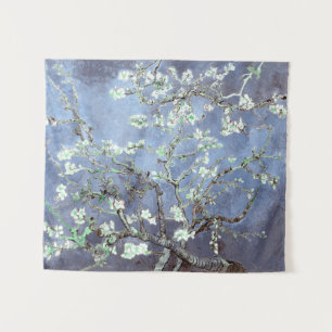 Van Gogh Almond Blossoms Steel Blue Wandteppich