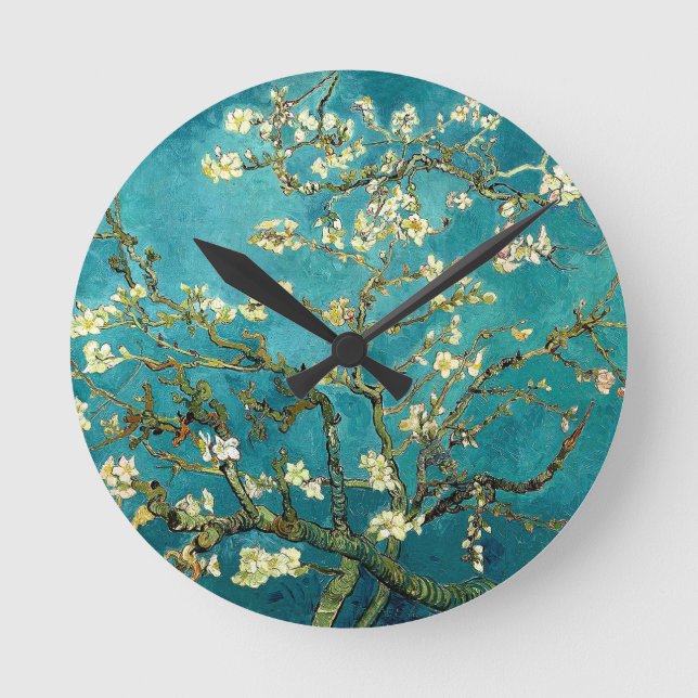 Van Gogh Almond Blossoms Tree Runde Wanduhr (Vorderseite)