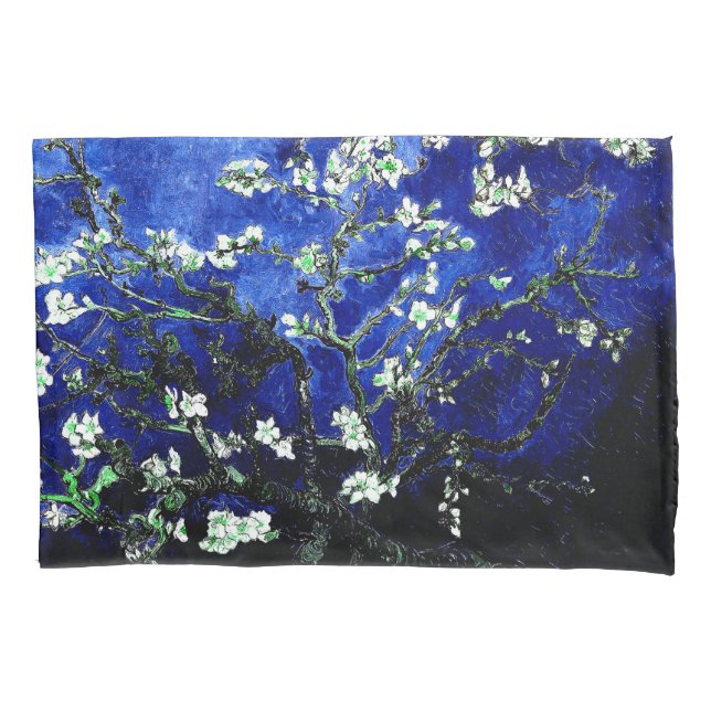 Van Gogh Almond Blossoms Vibranly Blue Kissenbezug (Vorderseite)