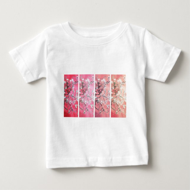 Van Gogh Almond blüht dunkelrosa Peach Gradient Baby T-shirt (Vorderseite)
