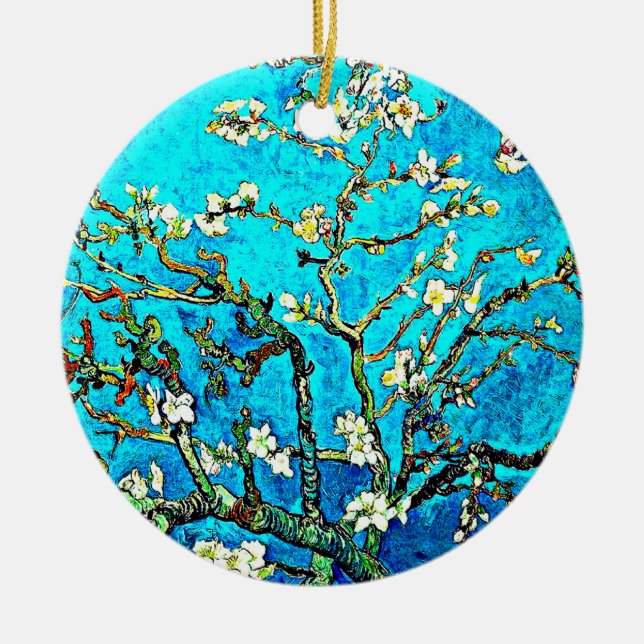 Van Gogh - Almond-Blüten Keramik Ornament (Vorne)
