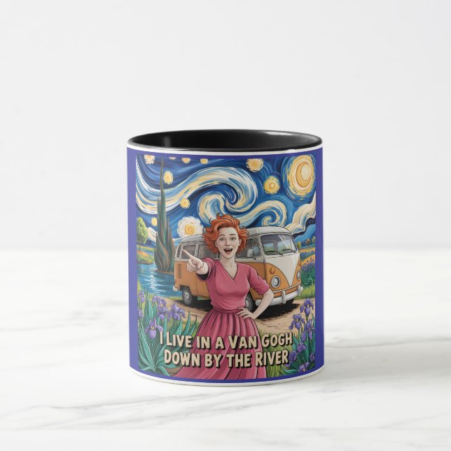 Van Gogh am Fluss - Artistic Boho , Funny Tasse (Zentrum)