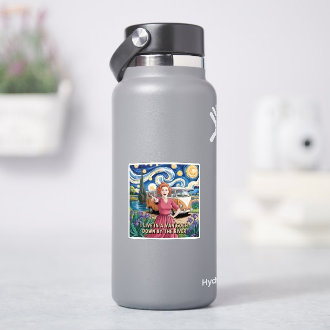 Van Gogh am Fluss - Artistic Boho Van Life Des Aufkleber (HydroFlask)