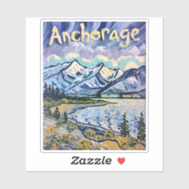 Van Gogh Anchorage Alaska Landscape Vintage Travel Aufkleber
