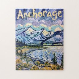 Van Gogh Anchorage Alaska Landscape Vintage Travel Puzzle
