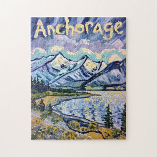 Van Gogh Anchorage Alaska Landscape Vintage Travel Puzzle