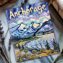 Van Gogh Anchorage Alaska Landschaftsvintage Reise Feiertagspostkarte