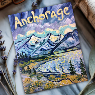 Van Gogh Anchorage Alaska Landschaftsvintage Reise Feiertagspostkarte