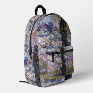 Van Gogh Ansicht von Arles Blühende Obstgärten Dru Bedruckter Rucksack