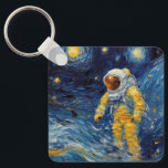 Van Gogh Astronaut Schlüsselanhänger Starry Night<br><div class="desc">Dieser atemberaubende Schlüsselanhänger besticht durch einen Astronauten in einem von Van Goghs berühmtem Gemälde "Starry Night" inspirierten Raumanzug. Der Astronaut schwimmt im Weltraum vor einem Hintergrund wirbelnder Sterne und Galaxien,  mit den ikonischen Wirbel und Kurven von Van Gogh Stil verleiht der Szene eine traumhafte,  surreale Qualität.</div>