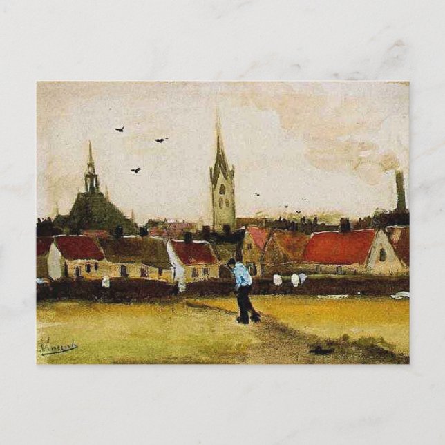 Van Gogh - Aussicht auf Den Haag mit der Neuen Kir Postkarte (Vorderseite)