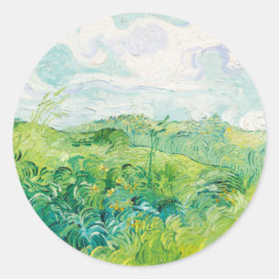 Van Gogh. Auvers für grüne Weizenfelder. Impressio Runder Aufkleber