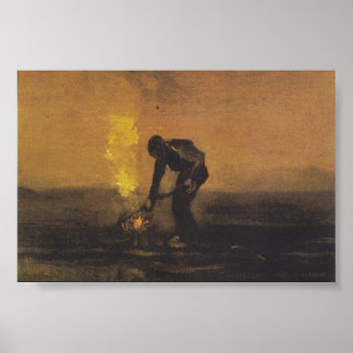 Van Gogh Bauern Feuergezeichnete Druckplakate Poster
