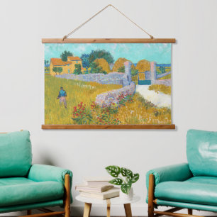 Van Gogh Bauernhaus in Provence Alte Kunstmauer Wandteppich Mit Holzrahmen