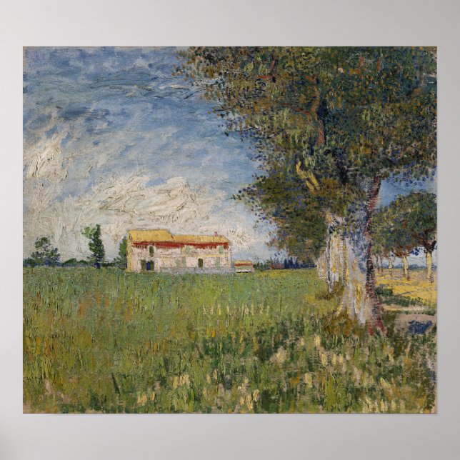 Van Gogh - Bauernhof auf einem Feld Poster (Vorne)