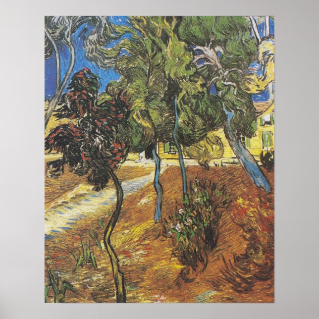 Van Gogh Bäume im Garten, klassische Malerei Poster (Vorne)