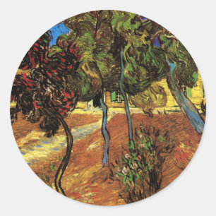 Van Gogh Bäume im Garten, Saint Paul Hospital Runder Aufkleber