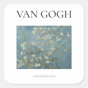 Van Gogh, berühmtes Gemälde Mandelblüte Quadratischer Aufkleber