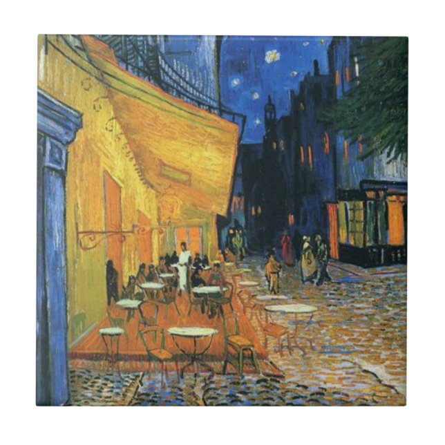 Van Gogh Berühmtes Malcafé Terrasse am Abend Fliese (Vorderseite)