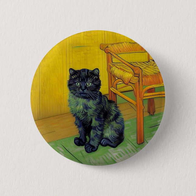 Van Gogh Black Cat Button (Vorderseite)