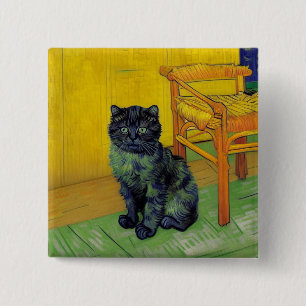 Van Gogh Black Cat Button