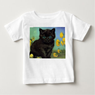 Van Gogh Black Cat Gelbe Blumen Baby T-shirt