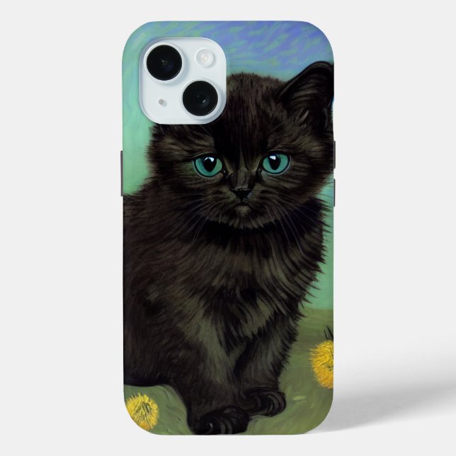 Van Gogh Black Cat Gelbe Blumen Case-Mate iPhone Hülle (Rückseite)