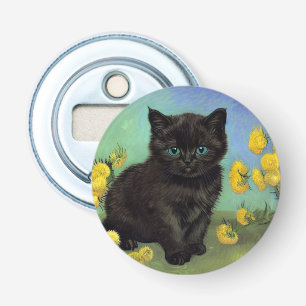 Van Gogh Black Cat Gelbe Blumen Flaschenöffner