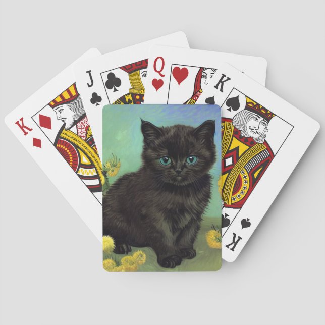 Van Gogh Black Cat Gelbe Blumen Spielkarten (Rückseite)