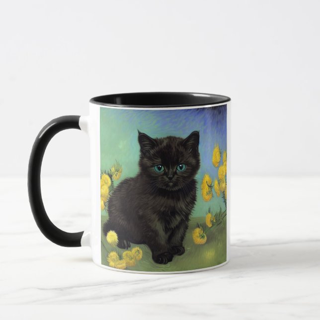 Van Gogh Black Cat Gelbe Blumen Tasse (Links)
