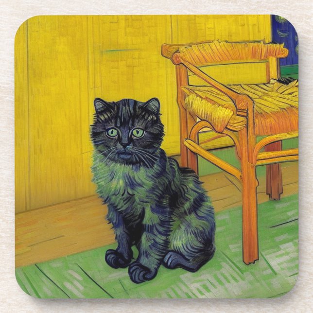 Van Gogh Black Cat Getränkeuntersetzer (Vorderseite)