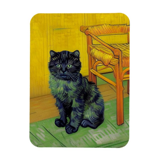 Van Gogh Black Cat Magnet (Vertikal)