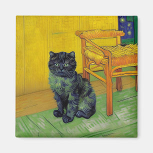 Van Gogh Black Cat Magnet