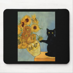Van Gogh Black Cat mit Sonnenblumen 8647 Subtle Re Mousepad