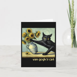 Van Gogh Black Cat mit Sonnenblumen Funny Cat Pain Karte