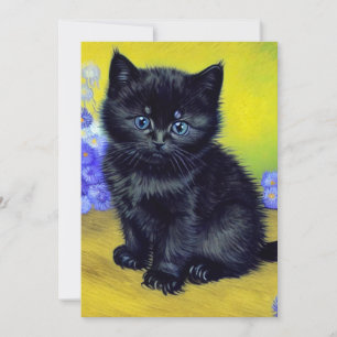 Van Gogh Black Cat Purple Flowers Ankündigung