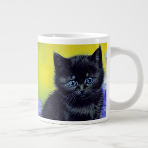 Van Gogh Black Cat Purple Flowers Jumbo-Tasse