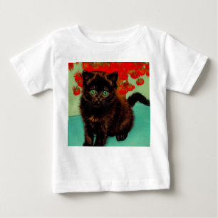 Van Gogh Black Cat Red Blume Baby T-shirt
