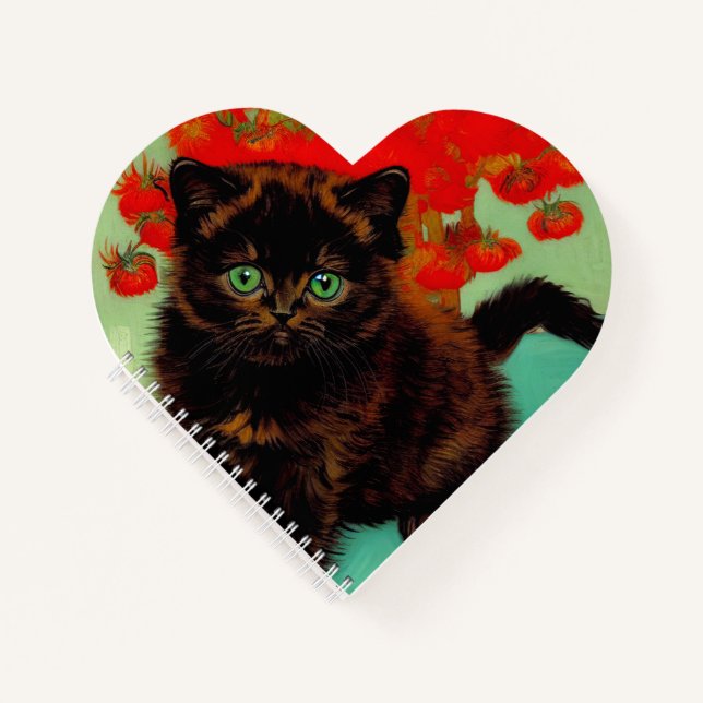 Van Gogh Black Cat Red Blume Notizbuch (Vorderseite)