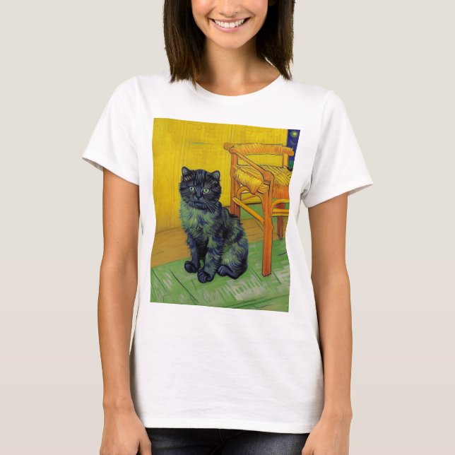 Van Gogh Black Cat T-Shirt (Vorderseite)