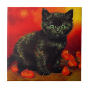 Van Gogh Black Kitten Fliese