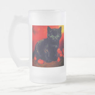 Van Gogh Black Kitten Mattglas Bierglas